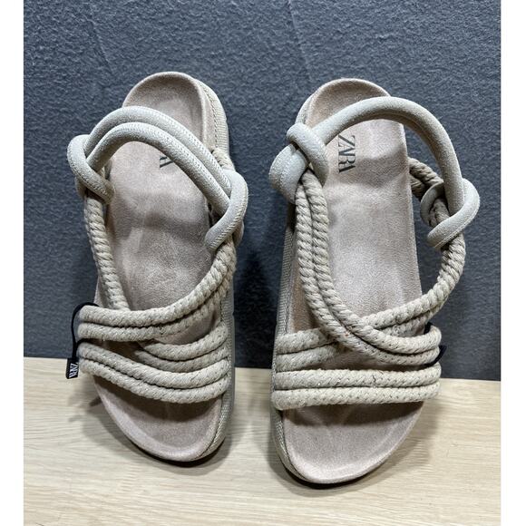 Zara Rope Sandals Womens Size 41 Beige 2713/120. - Picture 4 of 9